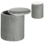 Round Storage Ottoman With Removable Top | Grey