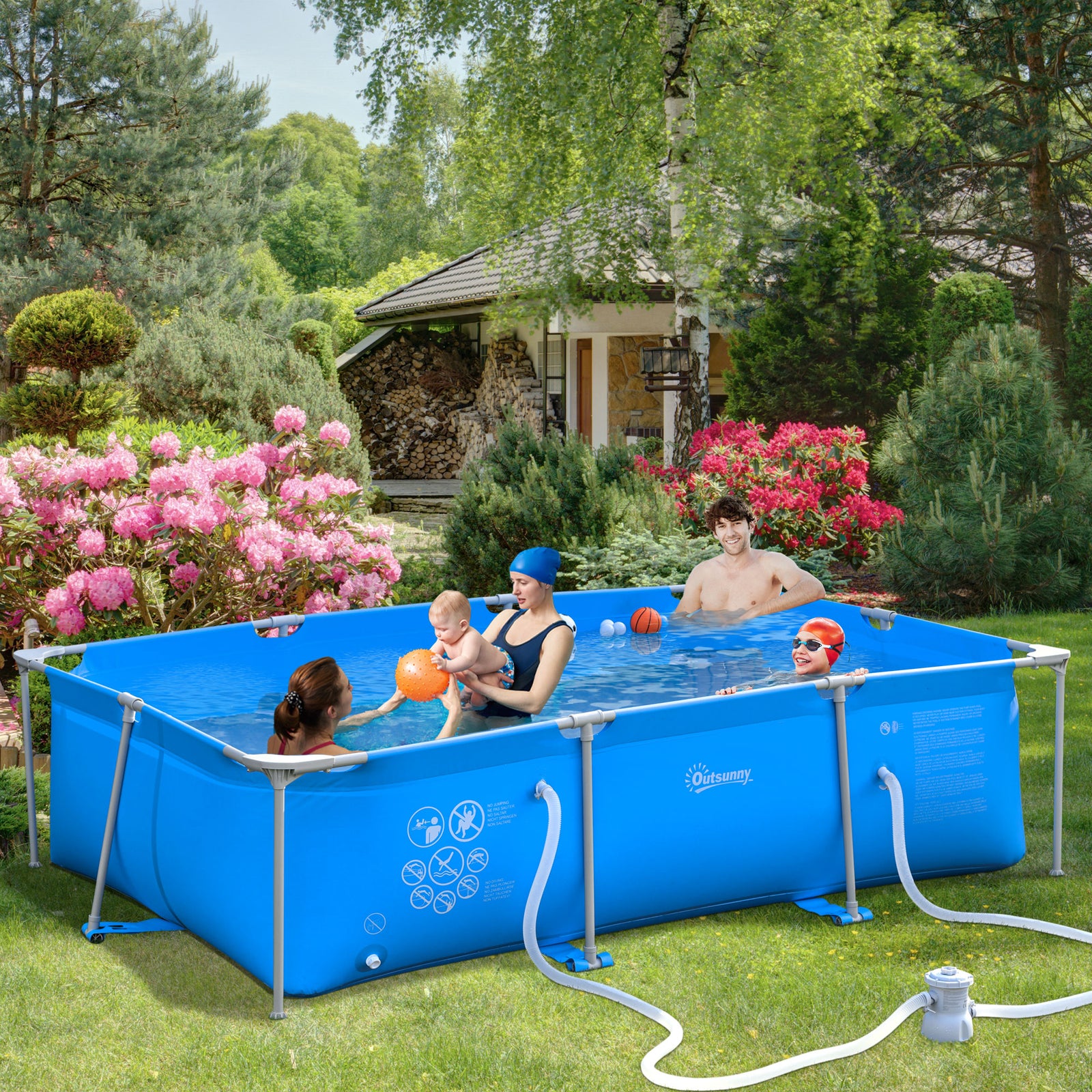 Steel Frame Pool With Filter Pump, Reinforced Sidewalls | Blue