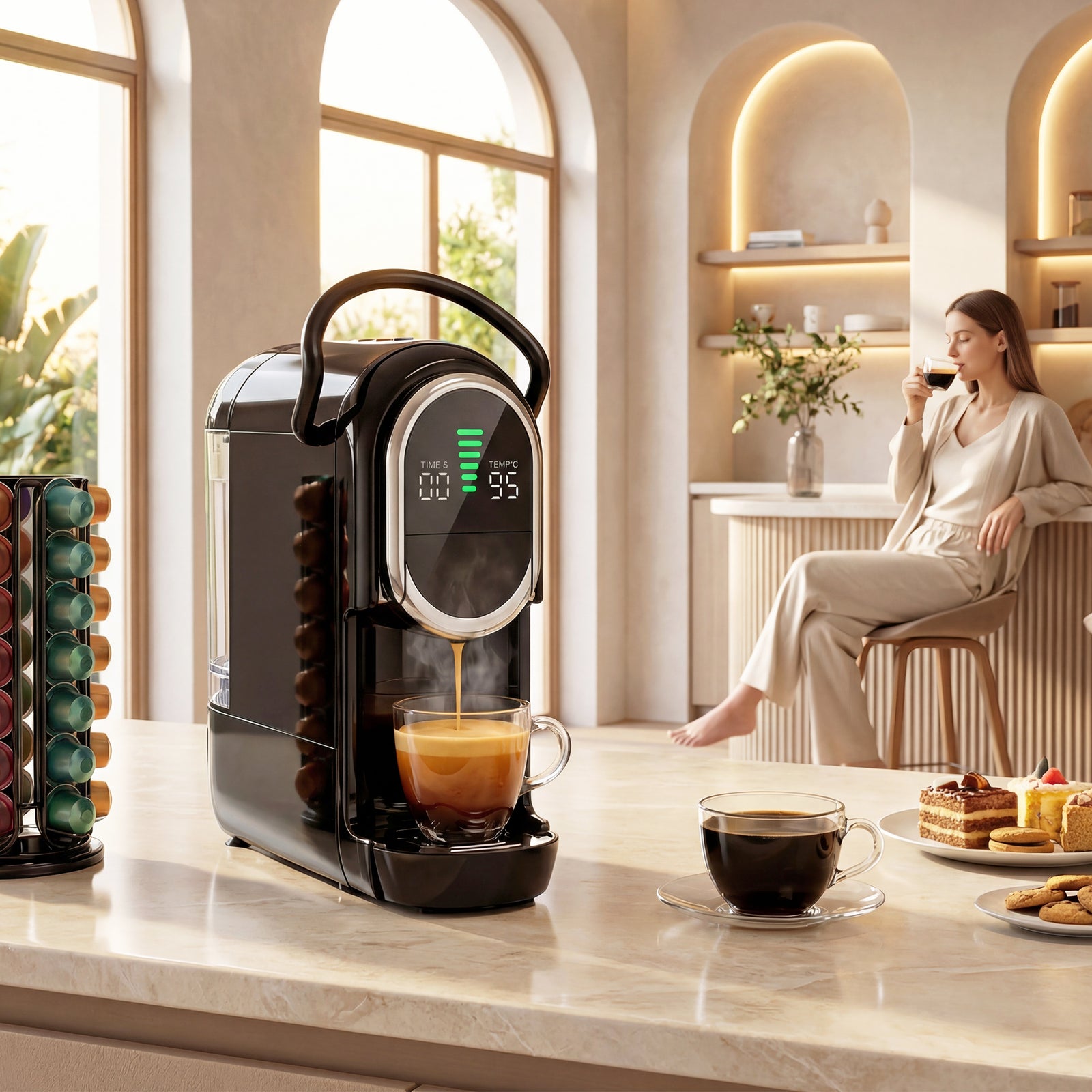 HOMCOM 19 Bar Pod Coffee Machine For Nespresso And Dolce Gusto Capsule