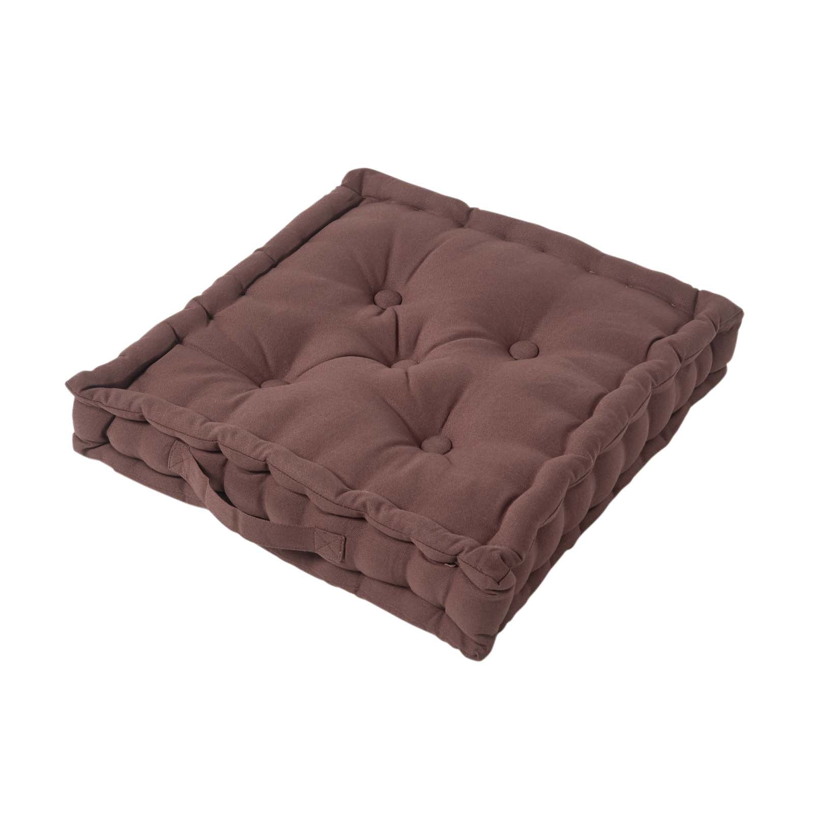 Cotton Plain Floor Cushion | 40cm x 40cm | Chocolate