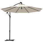 3m Led Patio Parasol W/ Solar Lights & Base | Beige