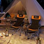 Reclining Folding Camping Chair Set, Orange/black