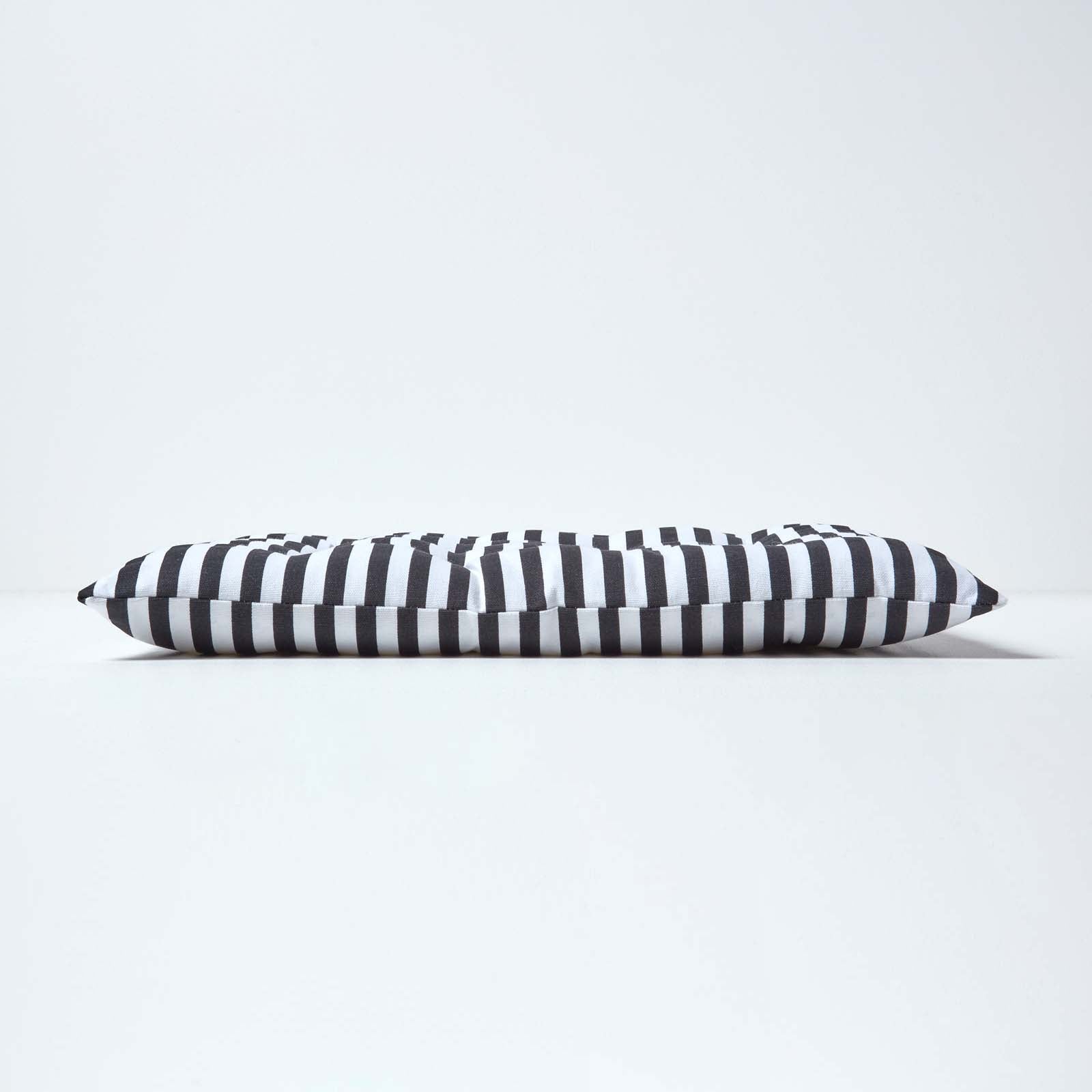 Striped Seat Pad With Straps 100% Cotton, 40 X 40 Cm | Set-of-1 | Black & White