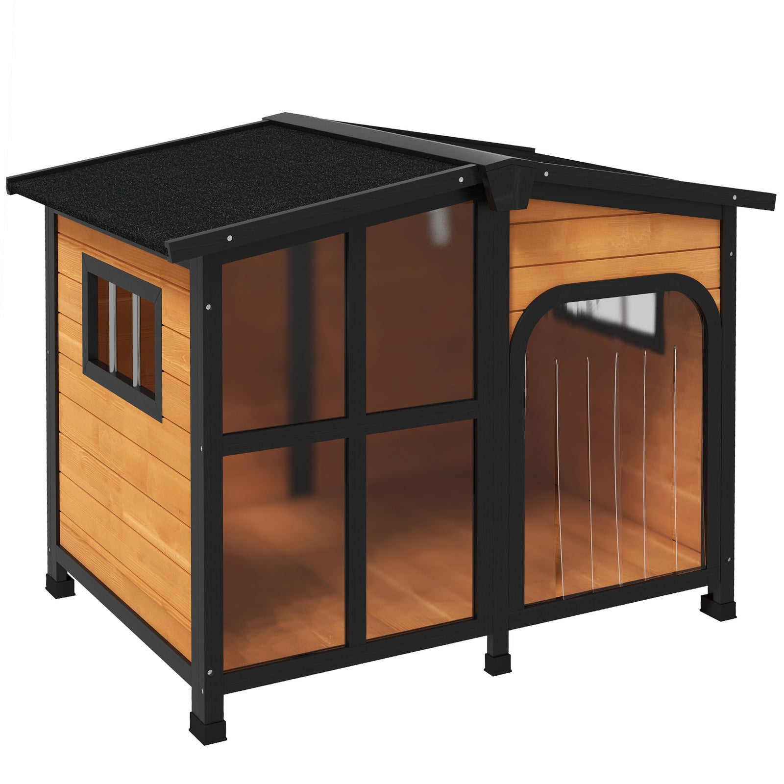 Wooden Dog Kennel, Dog House With Removable Floor, Asphalt And Openable Roof | Yellow