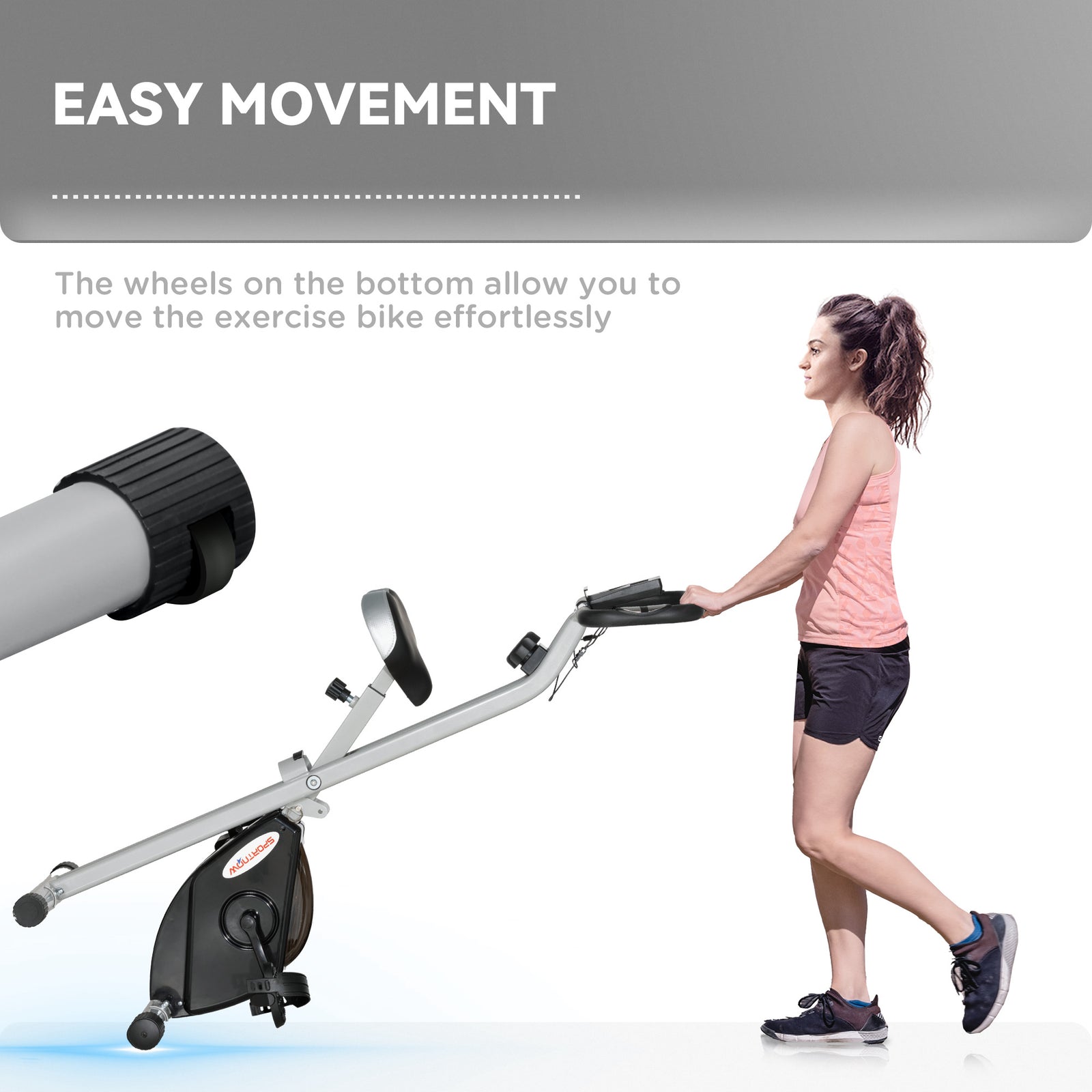Folding Exercise Bike With 8-level Magnetic Resistance | Gray
