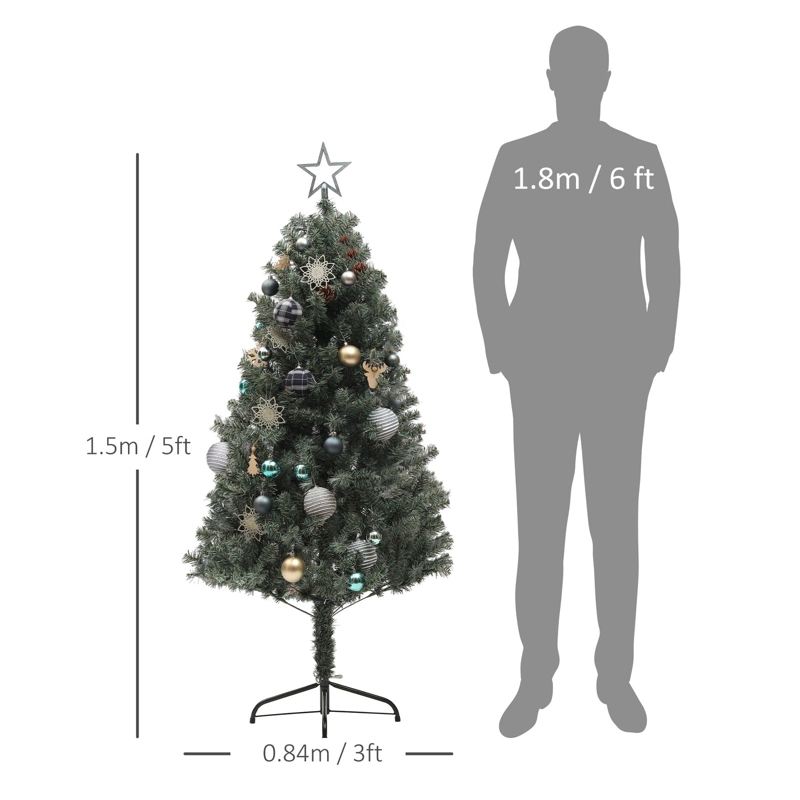 5/6ft Artificial Christmas Tree With Led Blue Red/Blue | 5ft | Blue
