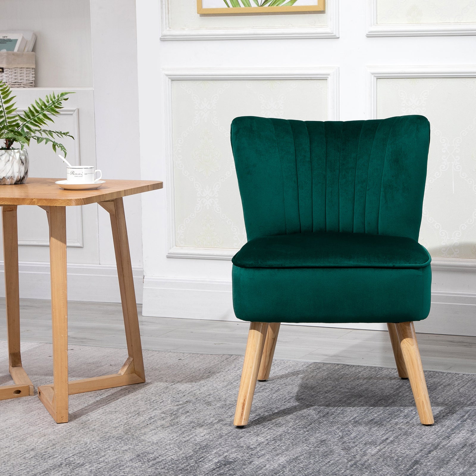 Velvet Accent Chair Occasional Tub Chair Living Room | One Size | Green