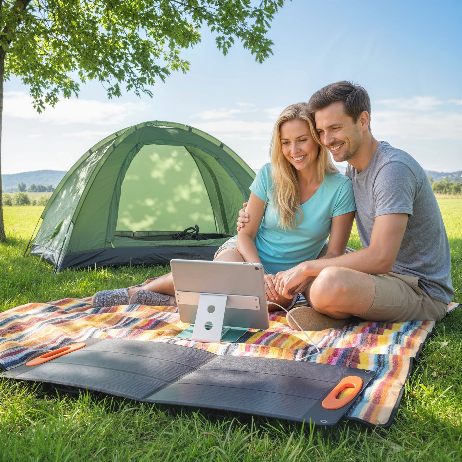 100w Portable Solar Panel Charger Usb-a & Usb-c