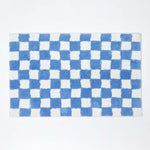 100% Cotton Non Slip Checked Bath Mat | 50 x 80cm | Blue & White