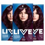 Live Mystic Violet Purple Permanent Hair Dye, Intense Colour 087 3 Pk
