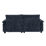 Chenille Sectional Sofa With Ottoman And Lumbar Pillows | Blue