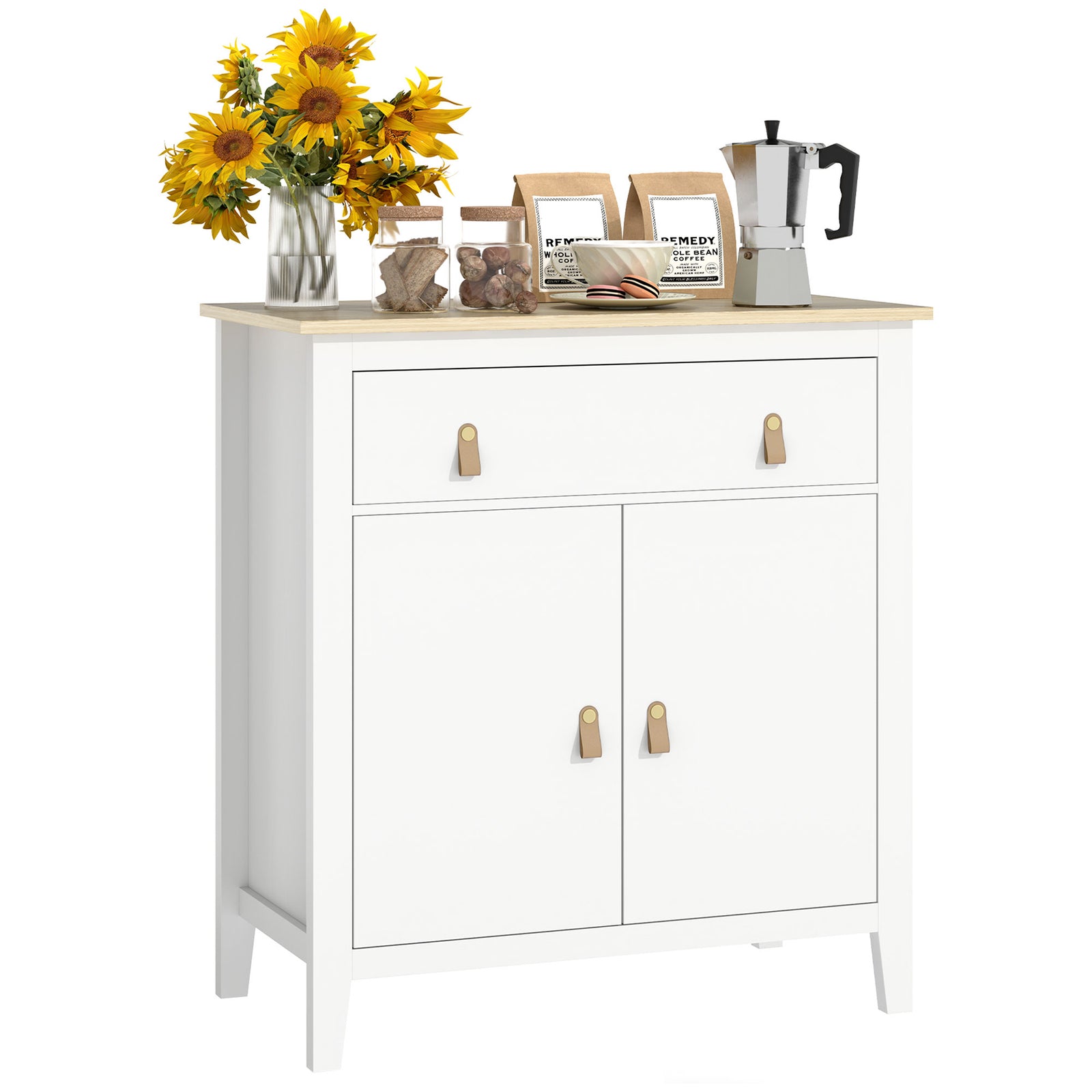 Sideboard With Drawer, Adjustable Shelf For Living Room | One Size | White