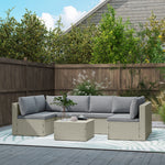 Outsunny 7 Pieces Rattan Garden Furniture Set W/ Cushions