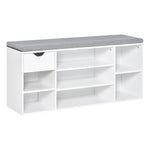 Shoe Storage Cabinet Bench W/ Cushion Adjustable Shelves