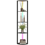 Rgb Led Floor Lamp With Shelves And Remote Control For Living Room | Black