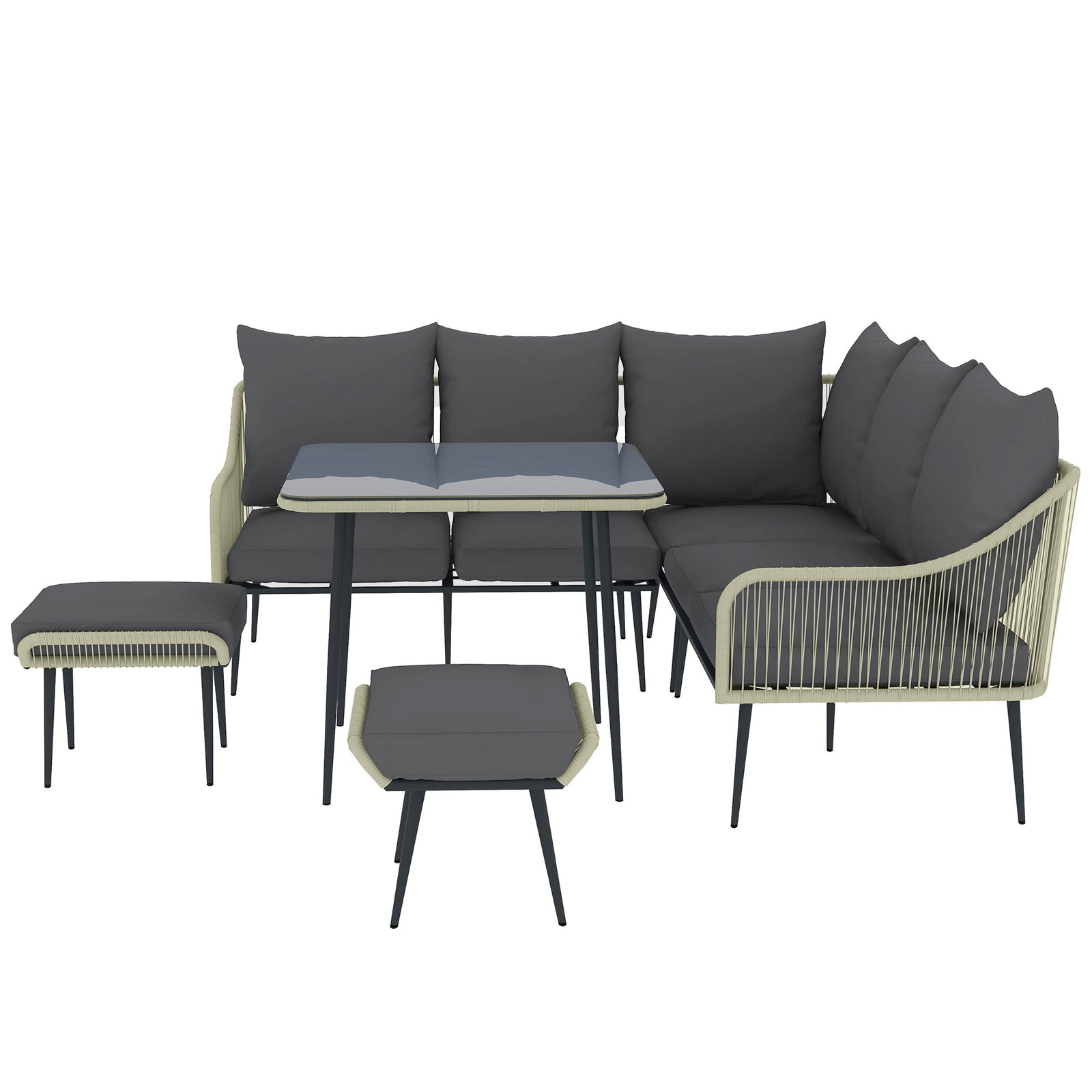 6 Piece Garden Furniture Set Garden Sofa With Cushions | Light Grey