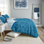 Cow Parsley Easycare Duvet Cover Set – 200tc Cotton Rich Botanical Bedding | Double | Blue