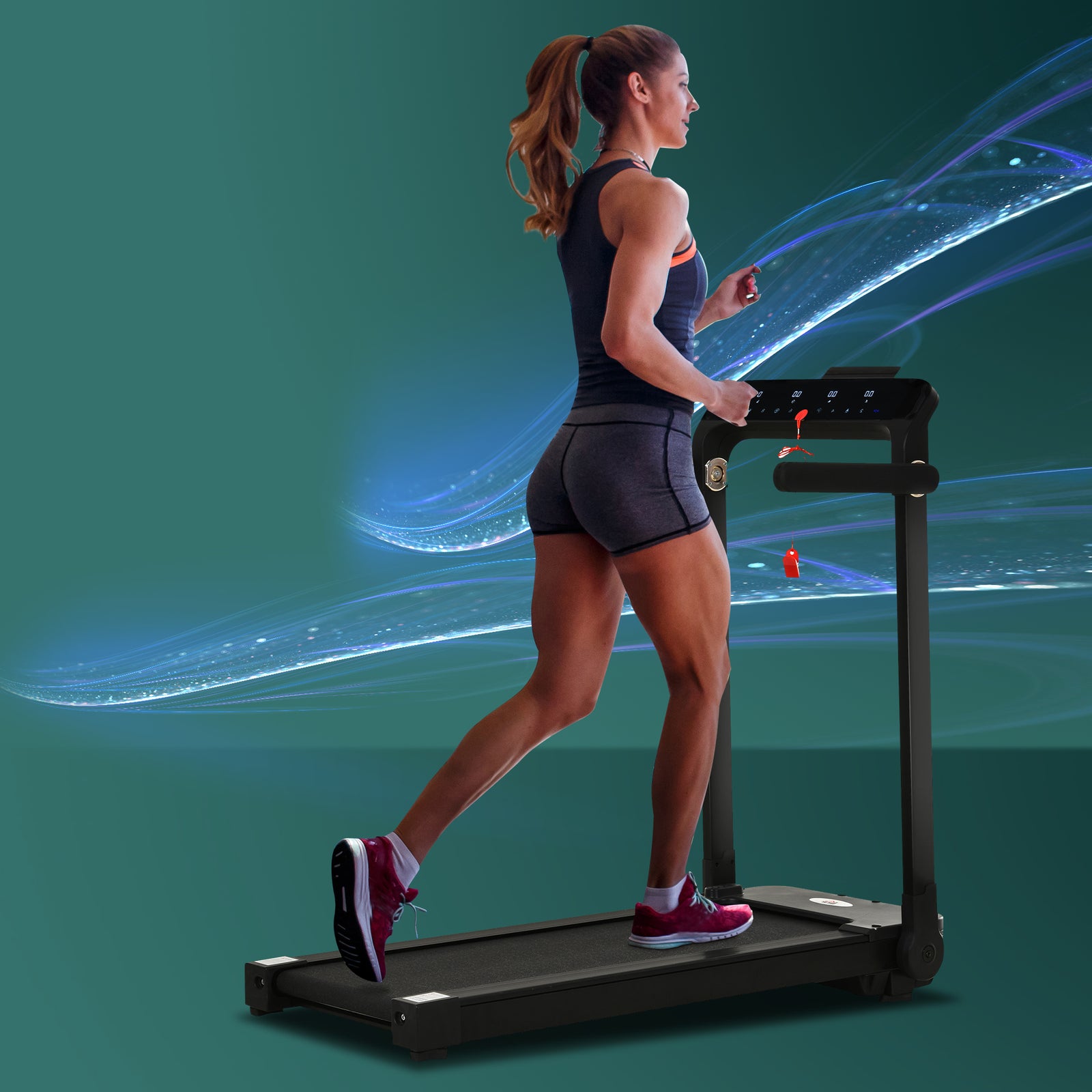 1.85hp Foldable Electric Treadmill Fitness Safety Lock Led