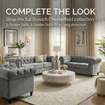 Chesterfield Scroll Arm Velvet Sofa 2 Seater | Grey