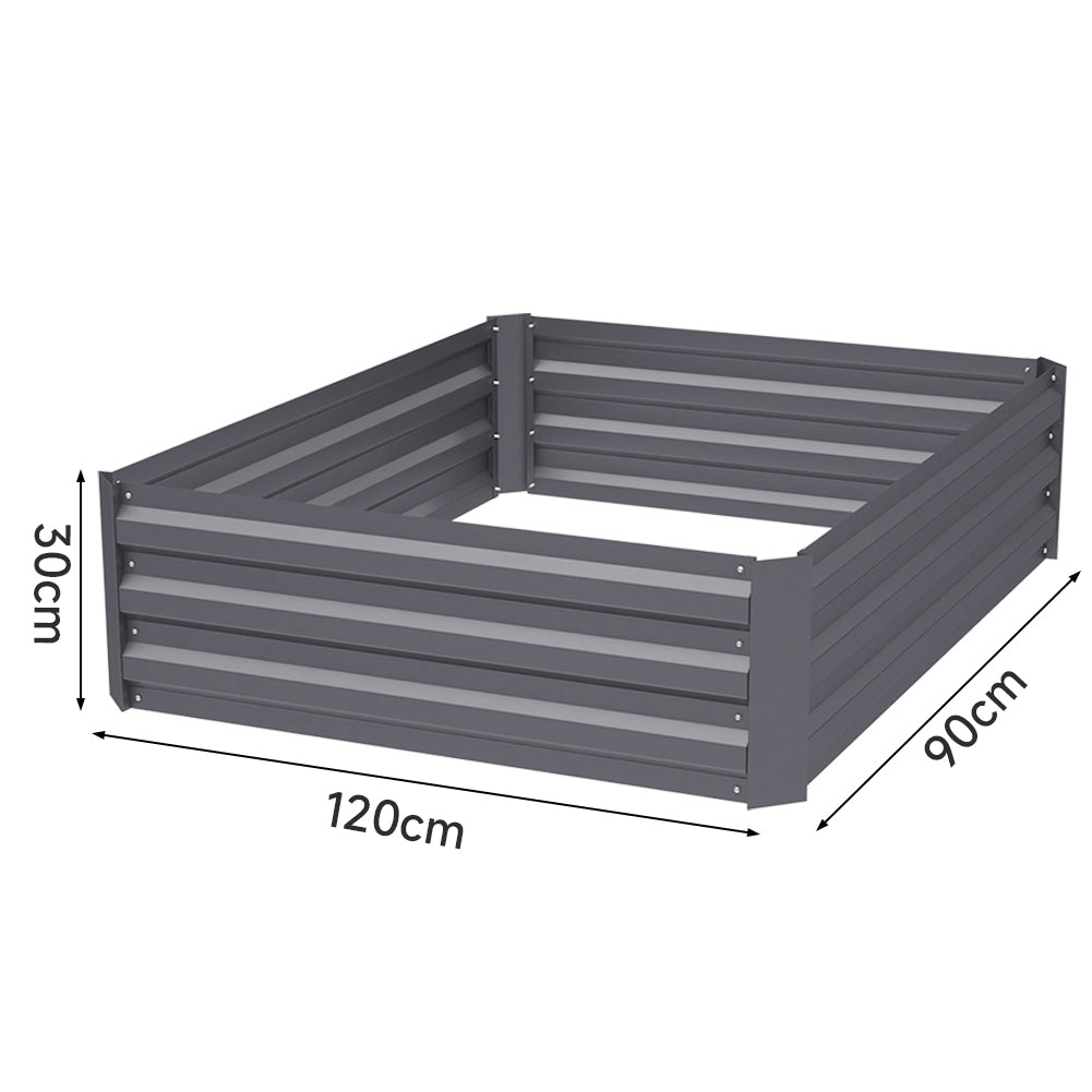 Galvanized Steel Raised Garden Bed Planter Box | Large | Grey