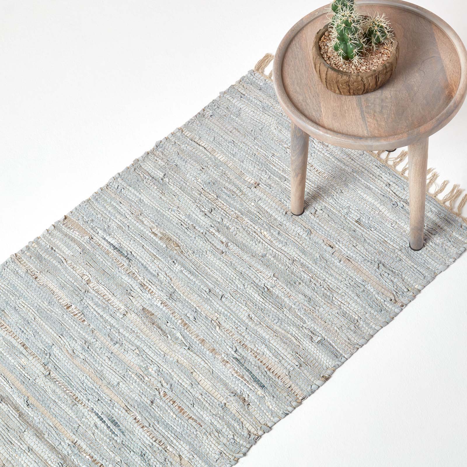 Leather Glitter Rug | 200cm | Silver