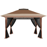 3.6x3.6m Pop Up Gazebo, Mesh Sides, Upf50+ | Brown