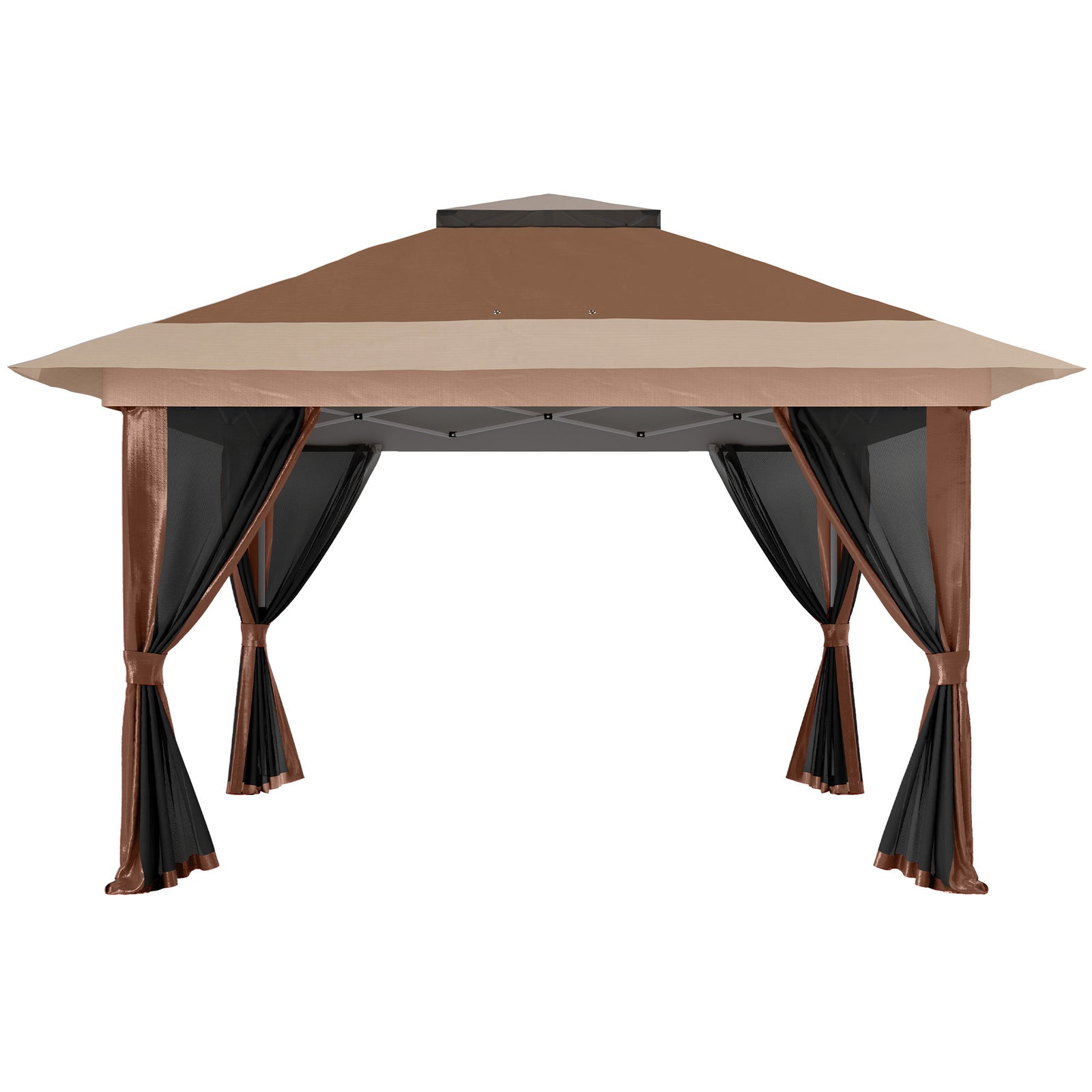 3.6x3.6m Pop Up Gazebo, Mesh Sides, Upf50+ | Brown