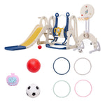 Breeins 6-in-1 Kids Slide & Swing Set With Adjustable Basketball Hoop
