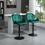 Set Of 2 Luxurious Velvet-touch Bar Stools | Green