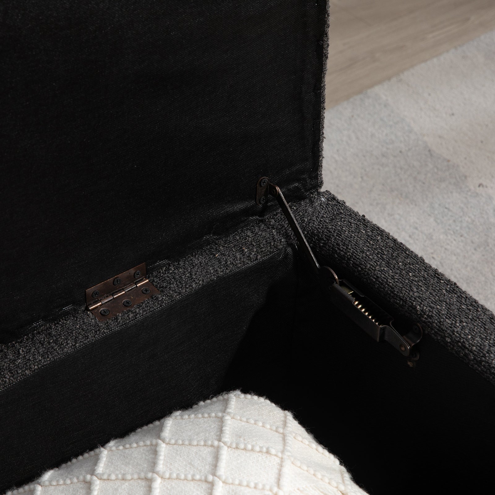 Sherman Boucle Fabric Storage Ottoman - Dark Grey | Dark Gray