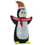 8ft Inflatable Penguin & Christmas Banner Decor Inner Led