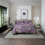 Botanical Flower Digitally Printed Duvet Cover Set – 100% Cotton, 200 Thread Count Luxury Bedding | Super King | Lilac