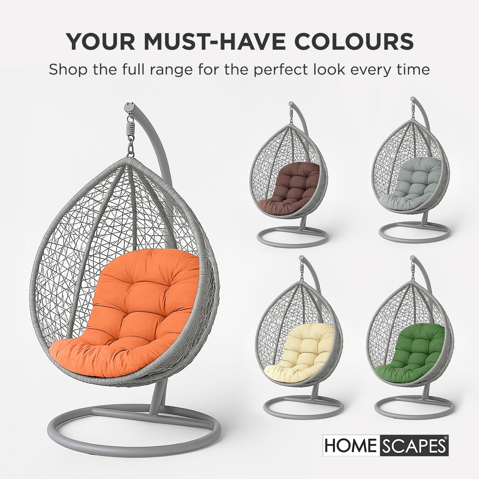 Luxury Garden Round Egg Chair Swing Cushion, 80 X 120 Cm | One Size | Orange