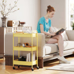 3 Tier Rolling Utility Cart With 3 Mesh Basket | One Size | Yellow
