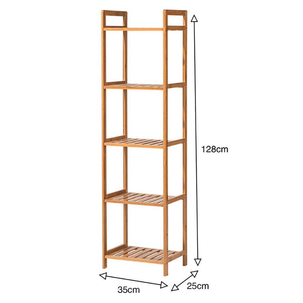 3/4/5-tier Tiered Bamboo Wood Book Storage Shelf | Large | Brown