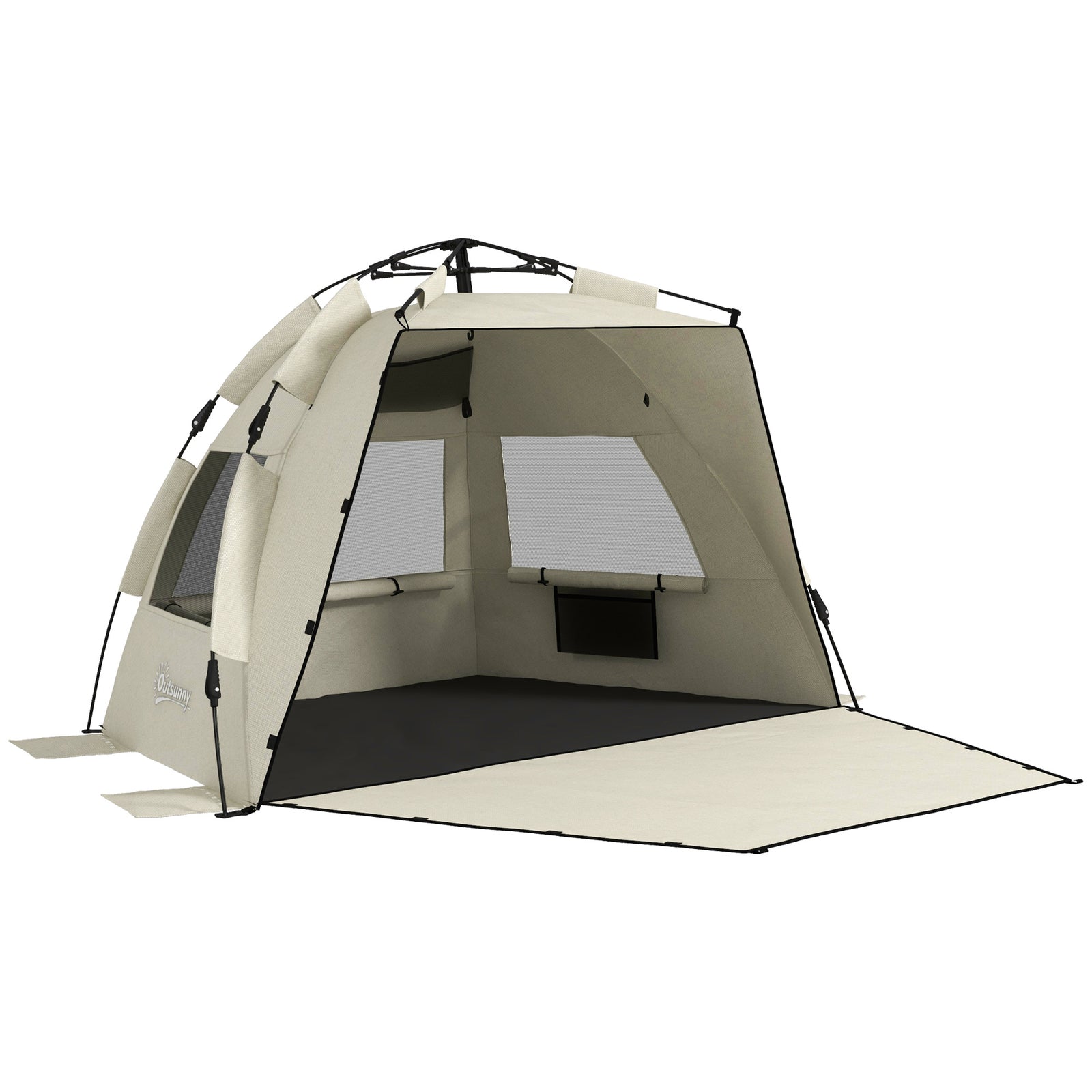 Pop Up Beach Tent For 2-3 Person With Carry Bag, Upf15+ | Khaki