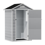 4.4x3.4ft Apex Roof Garden Plastic Storage Shed With Lockable Door