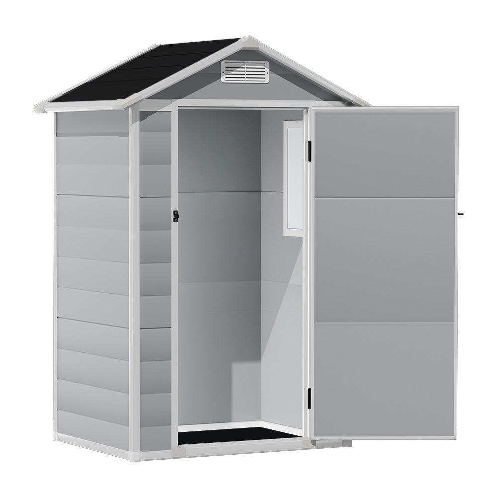 4.4x3.4ft Apex Roof Garden Plastic Storage Shed With Lockable Door