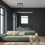 Joker Triple Spot Hand Made Ceiling Lamp In Matt Black With Luxurious Gold Detail With Slender Cylindrical Shades