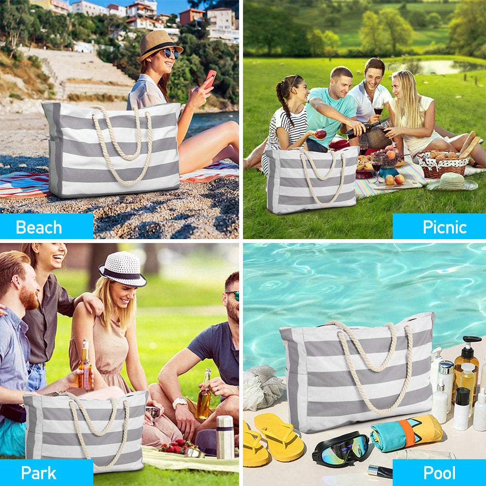 Polyester Large Capacity Tote Bag Beach Bag | Grey
