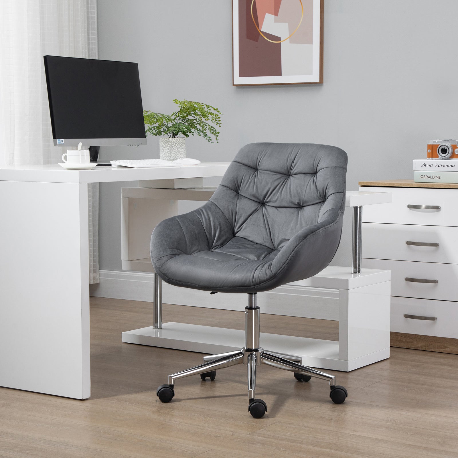 Velvet Home Office Chair Adjustable | Dark Gray