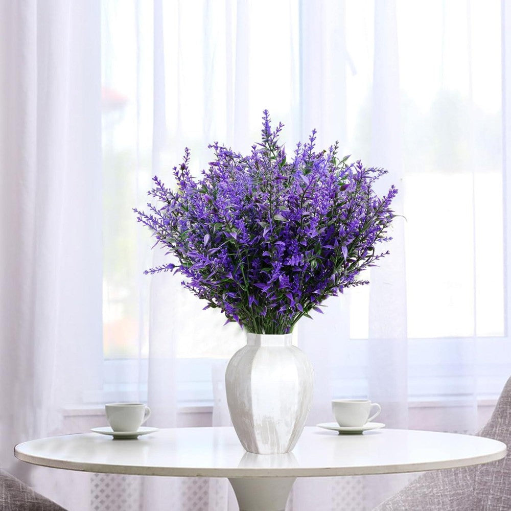 Dyzi Artificial Lavender Topiary Flowers Weatherproof Bushes With Spike