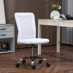 Armless Mesh Office Chair 5 Wheels | White