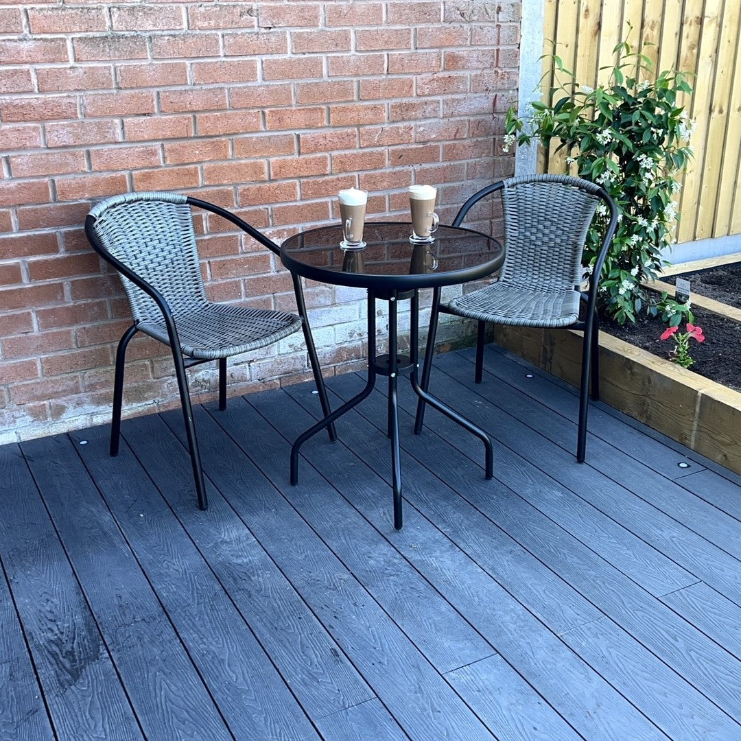 Stylish Grey Rattan Bistro Set For Two - Perfect For Gardens And Patios | Gray