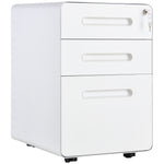 3 Drawer Modern Steel Filing Cabinet With 4 Wheels | One Size | White