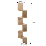 3/5-tier Wooden Floating Corner Shelf Wall Mounted Tiered Zigzag Corner Shelves | Large | Brown