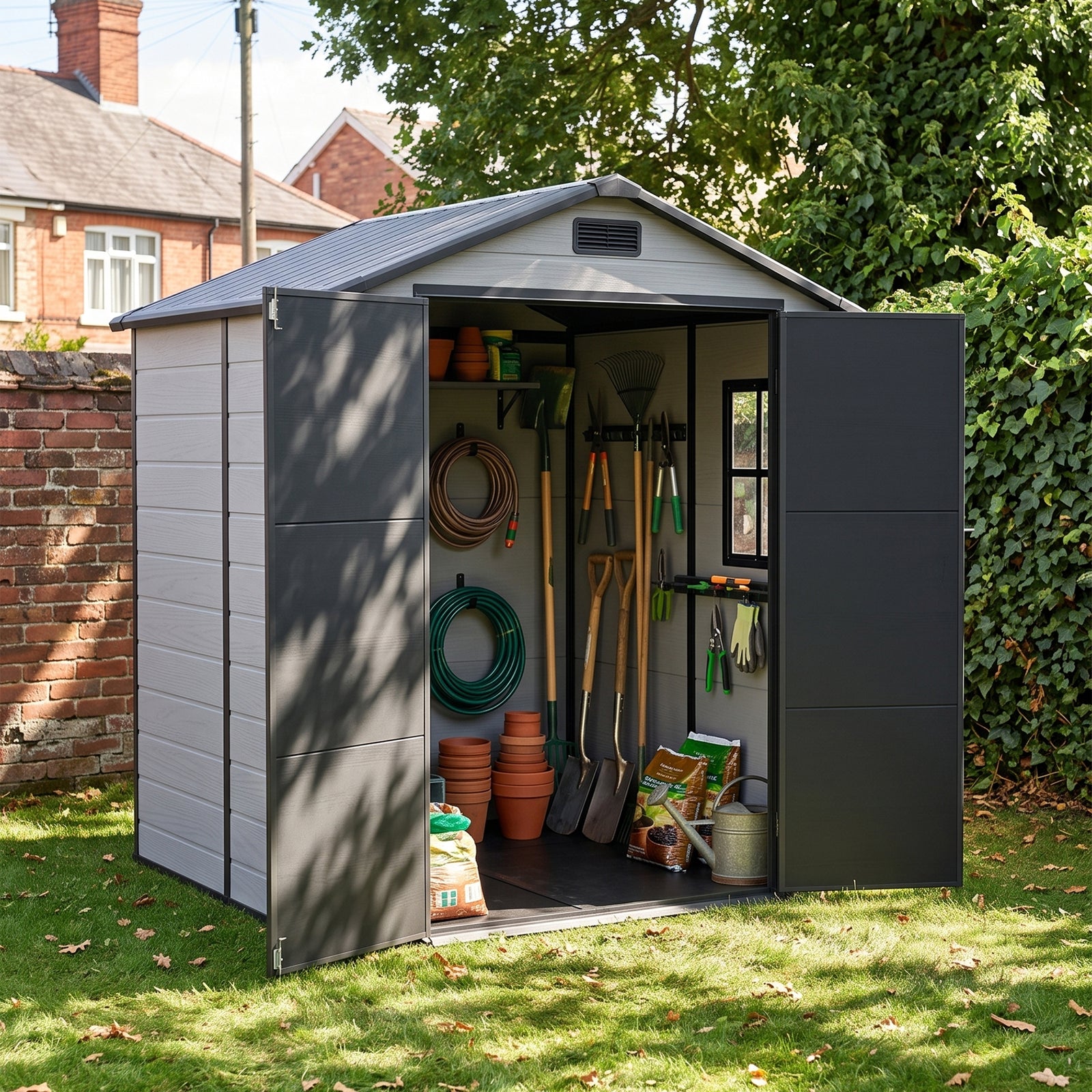 6x6 Ft Outdoor Garden Plastic Storage Shed | Black