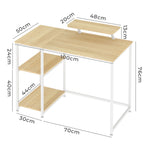 Computer Desk Home Office Table With Storage Shelves Monitor Stand | Oak