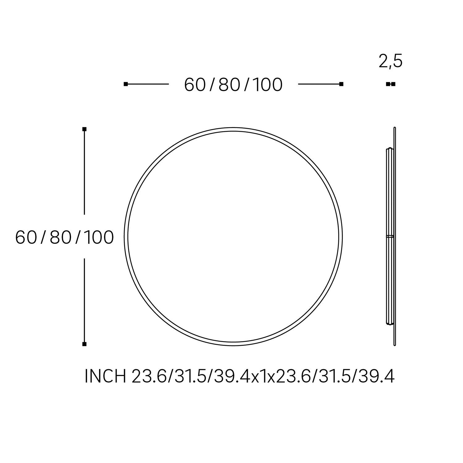 Illuminated Bathroom Mirror 100 X 100 Cm, Round