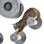 PawHut 5 Pc Wall-mounted Cat Tree Furniture Perch House Scratching Post Grey